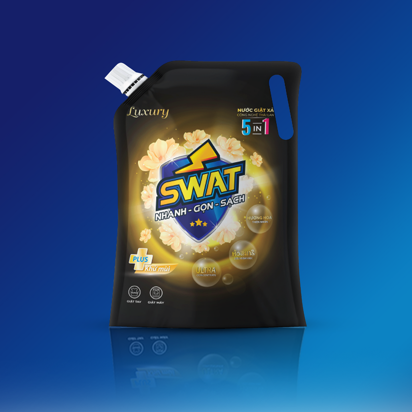 សាប៊ូទឹកបោកសម្លៀកបំពាក់ SWAT 5 IN 1 - Luxury 