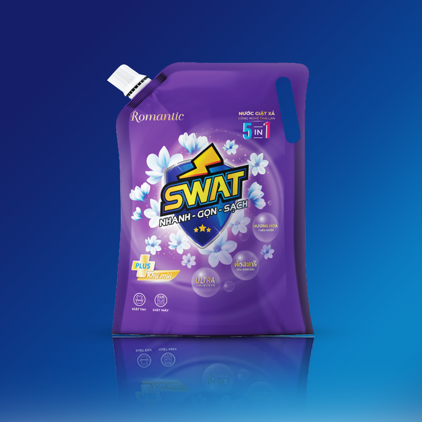 សាប៊ូទឹកបោកសម្លៀកបំពាក់ SWAT 5 IN 1 - Romantic 